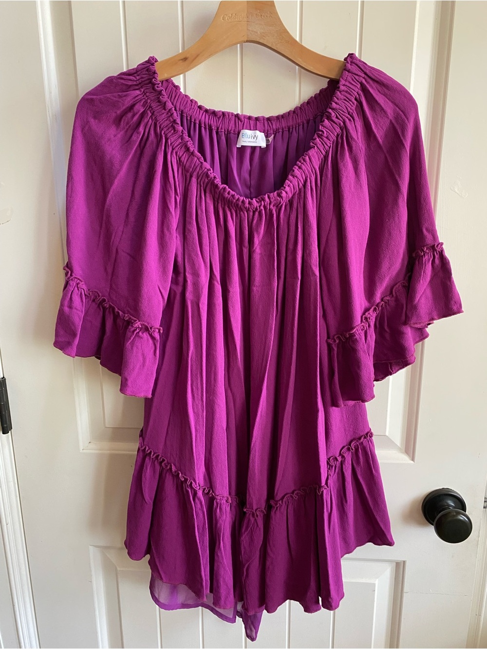 Women's Magenta Peasant Blouse